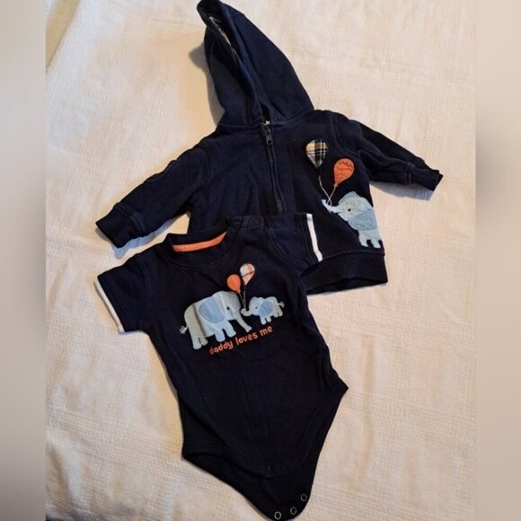 Gymboree boys size 3-6 months bodysuit EUC and matching hoodie VGUC - Picture 1 of 7